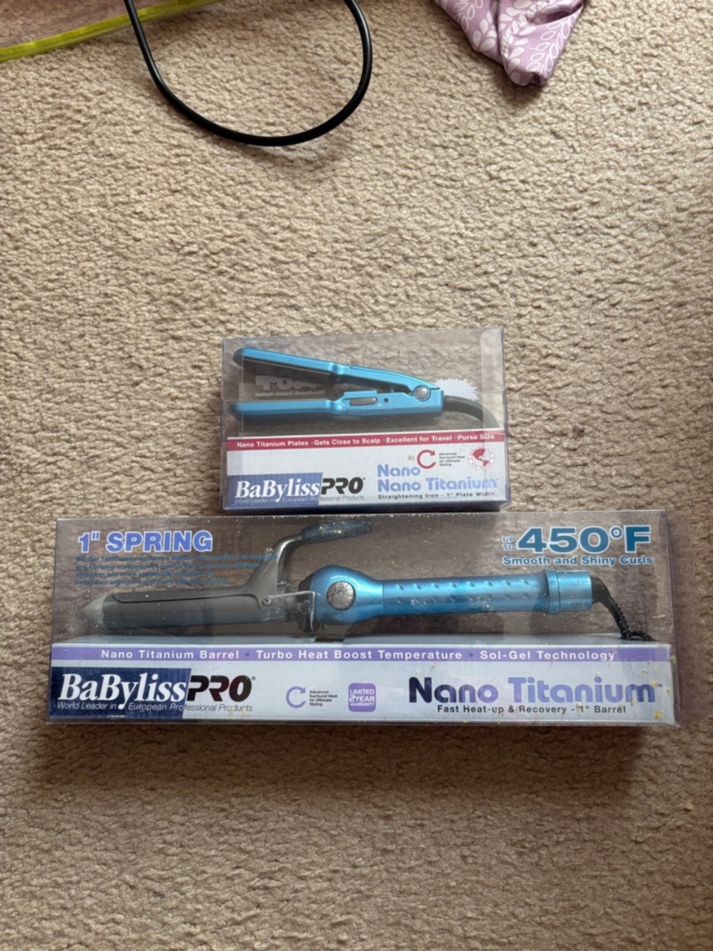 BaBylissPRO Nano Titanium Mini Flat Iron & 1in Barrel - Metallic Blue